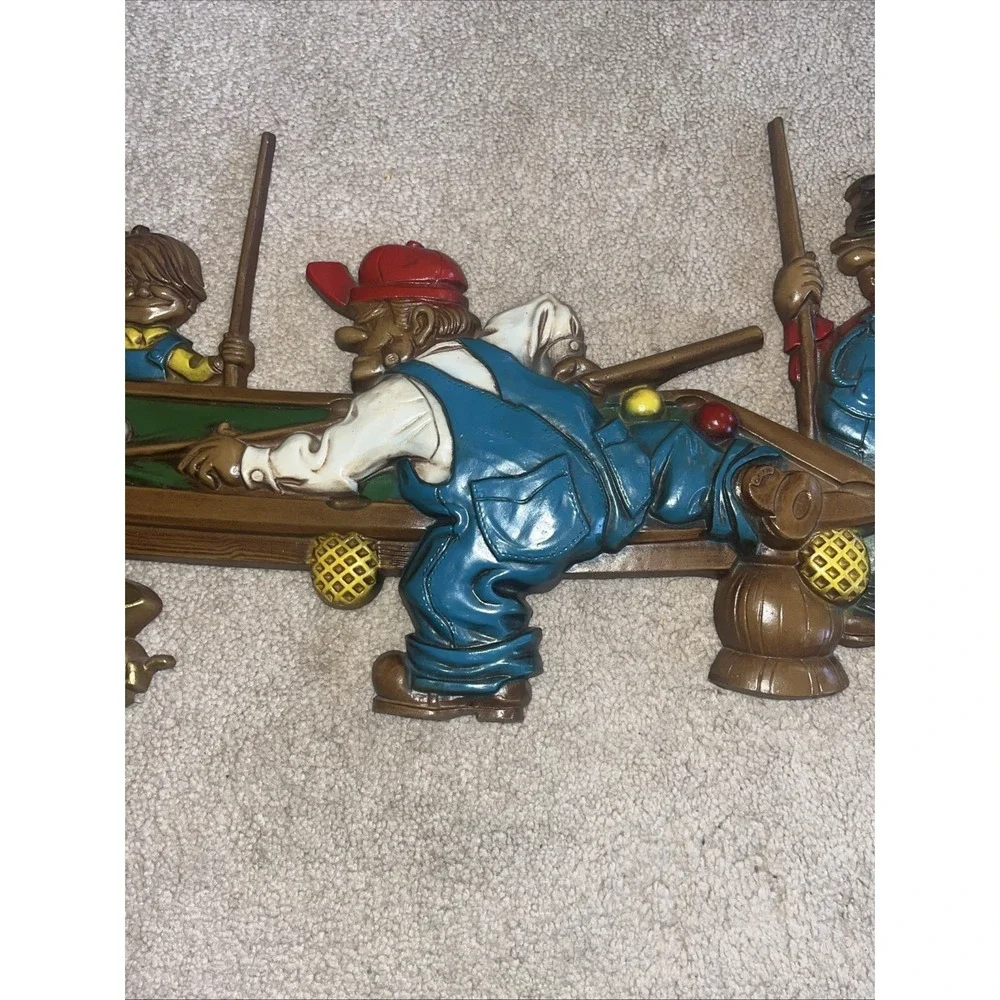Vge 1971 SEXTON Wall Art Hanging Number 792 Man Shooting Pool Cast Iron Metal